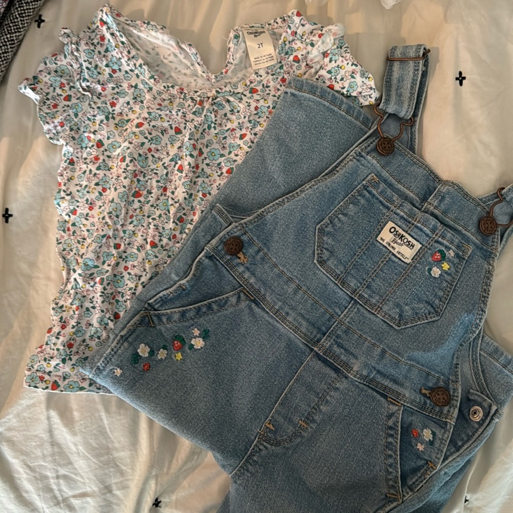 Oshkosh Bash overalls with strawberry flower print